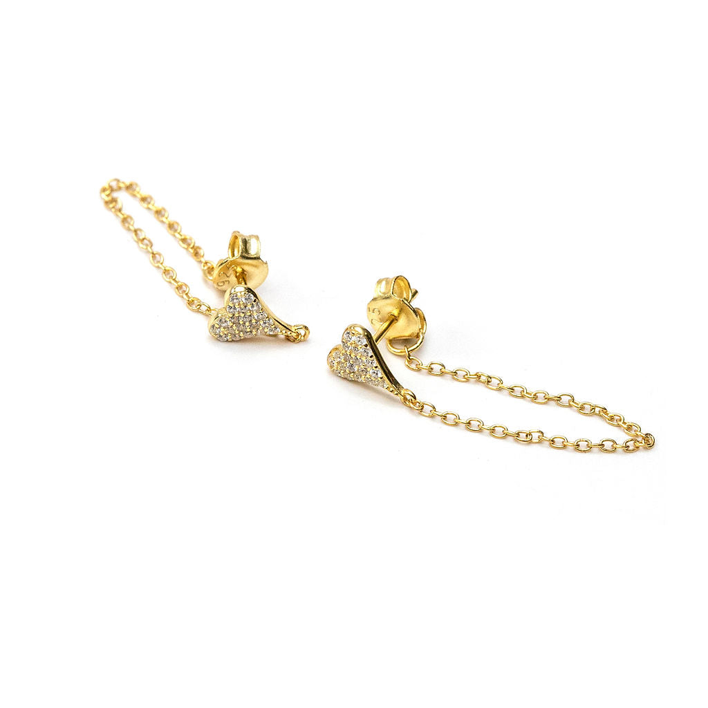 Pave Heart Chain Stud