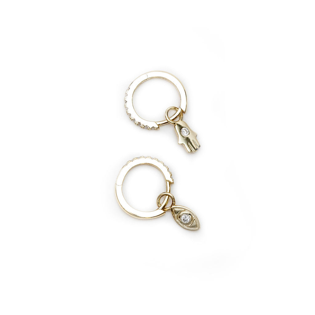 Hamsa and Eye Pave Huggie