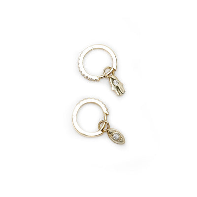Hamsa and Eye Pave Huggie