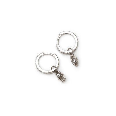 Hamsa and Eye Pave Huggie